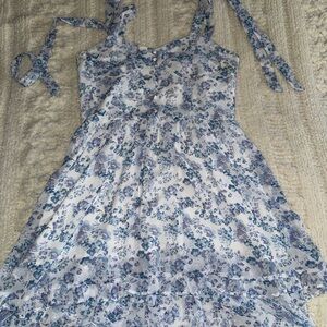 Floral Blue and White Dress